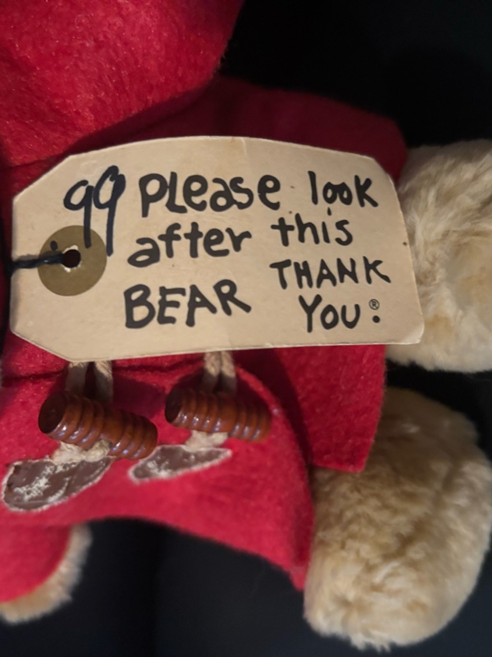 Stuffed Bear Plush in Red Coat and Navy Hat - Classic Paddington Style - Picture 3 of 5